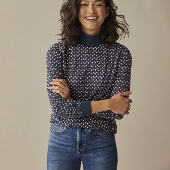 Women's L.L.Bean Interlock Turtleneck, Long-Sleeve Print NNT - Picture 1 of 8